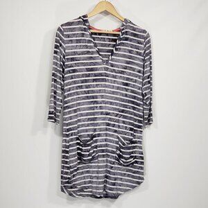 Akini  Blue & White Striped Hooded Dress  Women's Size S